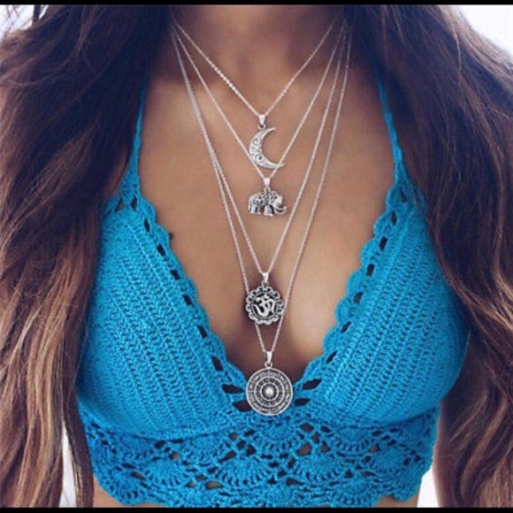Jewelry - Boho Chic Multi-Layer Silver Moon Choker Necklace